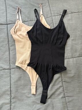 Shapermint Black & Nude Seamless Shapewear Bodysuits (2pc Set)